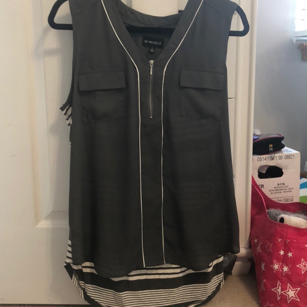 olive green and white tank top